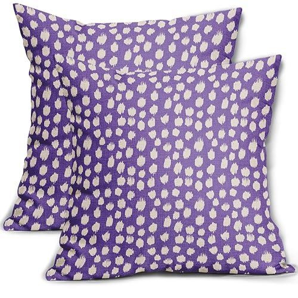 Sweetshow Purple Cream Dots Pillow Covers 18X18 Set Of 2 Boho Design Polka Dot Throw Pillows Modern Trendy Print Outdoor Decorat