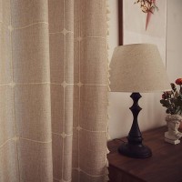 Deeprove Boho Curtains 72 Inches Length Bohemian Lattice Gingham Chic Textured Embroidery Plaids  Vintage Tassels Home Decor Drapes Light Filtering Rod Pocket  1 Panel W52 X L72  Natural Linen