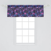 Ambesonne Celestial Window Valance Pack Of 2  Fantasy Dream Oriental Astronomy Art Crescent And Starry Atmosphere  Rod Pocket Curtain Valances For Kitchen Bedroom  54