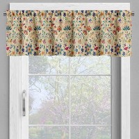 Ambesonne Oriental Floral Window Valance Pack Of 2  Colorful Design Dreamy Floral Motifs With Mediterranean Details  Rod Pocket Curtain Valances For Kitchen Bedroom  54