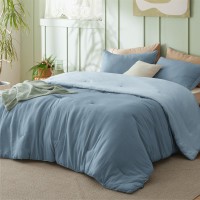 Bedsure Full Size Comforter Sets Reversible Blue Soft Prewashed Bed Comforter For All Seasons 3 Pieces Warm Bedding Sets 1 Li