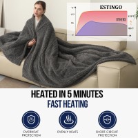 Heated Throw Blanket Electric Blanket Throw With 5 Heating Levels 4 Hours Auto Off Double Sided Super Soft Sherpa Fast Heati