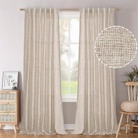 Bgment Linen Curtains 90 Inch Length 2 Panels For Living Room Rod Pocket Window Drapes Light Filtering For Bedroom Dining Room