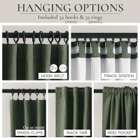 Qjmydeco Back Tab Dark Olive Green Curtains 120 Inch Long 2 Panels Set For Living Room Bedroom Rod Pocketpleated Light Blockin