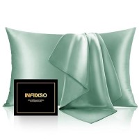 Infiixso Mulberry Silk Pillowcase For Hair And Skin  Silk Pillow Cases King Size With Hidden Zipper 20X40 Inches  Super Smooth And Soft Cooling Pillow Cases For Hot Sleepers(Mint Green  1 Pack)