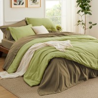 Bedsure Twin Comforter Set Light Olive Green 7 Pieces Soft Comforter For Twin Size Bed With Sheets Pillowcase Sham All Seas