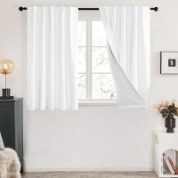 Deconovo 100 Blackout Curtains For Bedroom Back Tabrod Pocket White 42X54 Inch 2 Panels Room Darkening Window Treatmen