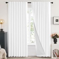 Deconovo White Curtains 100 Blackout For Living Room 108 Inches Long Back Tab And Rod Pocket Room Darkening Curtain Drapes Fo