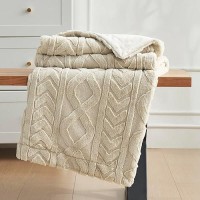 Cozy Bliss Faux Fur Throw Blanket For Couch Jacquard Fuzzy Plush Soft Thick Winter Throw Blanket For Sofa Bed Living Room Bedro