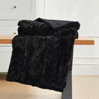 Cozy Bliss Faux Fur Throw Blanket For Couch Jacquard Fuzzy Plush Soft Thick Winter Throw Blanket For Sofa Bed Living Room Bedro