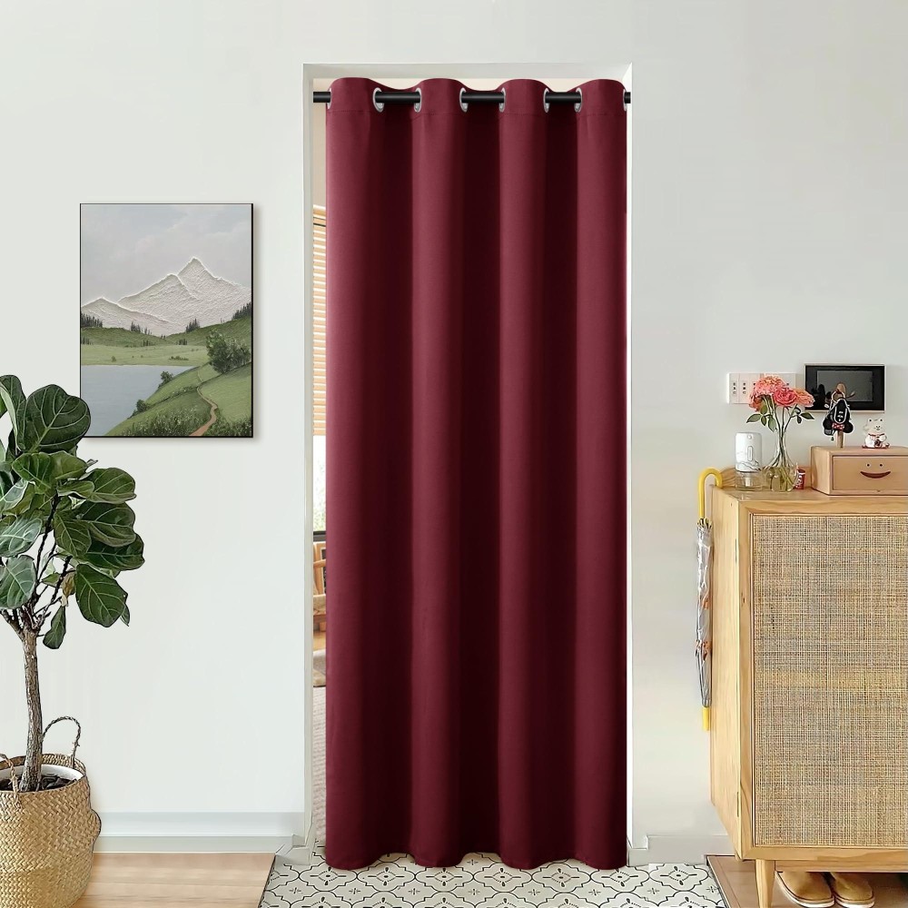 Bgment Burgundy Door Curtain 80 Inch Length For Doorway Bedroom Closet Curtain Privacy Thermal Insulated Blackout Grommet Room