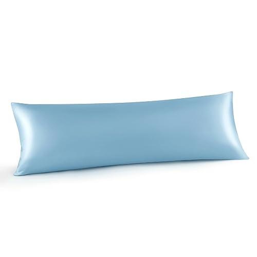 Infiixso Body Pillow Cover With Zipper  Luxury Mulberry Silk Long Body Pillow Case 20X54 Inches  Ultra Smooth And Soft Cooling Body Pillow Pillowcase  Gift For Women  Men(Light Blue)