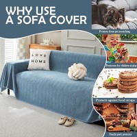 Handontime Couch Slipcover Dog Sofa Covers Boho Couch Cover For Dogs Blue Sofa Throw Cover Bohemian Sofa Covers For 3 Cushion Co