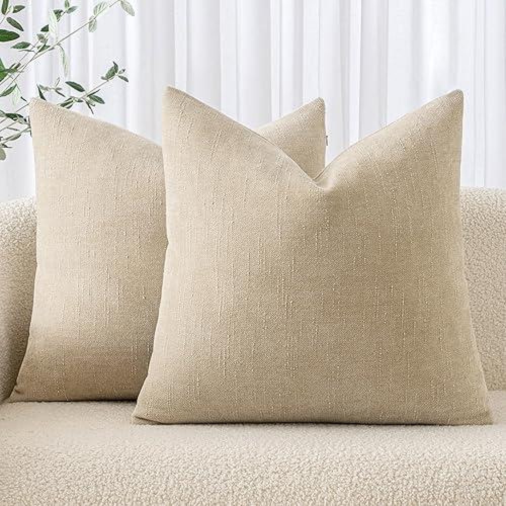 Miulee Pack Of 2 Decorative Throw Pillow Covers Soft Chenille Throw Pillows Solid Textured Cushion Covers For Couch Sofa Bedroom