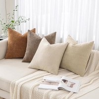 Miulee Pack Of 2 Decorative Throw Pillow Covers Soft Chenille Throw Pillows Solid Textured Cushion Covers For Couch Sofa Bedroom