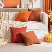 Miulee Pack Of 2 Decorative Throw Pillow Covers Soft Chenille Throw Pillows Solid Textured Fall Cushion Covers For Couch Sofa Be