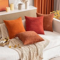 Miulee Pack Of 2 Decorative Throw Pillow Covers Soft Chenille Throw Pillows Solid Textured Fall Cushion Covers For Couch Sofa Be