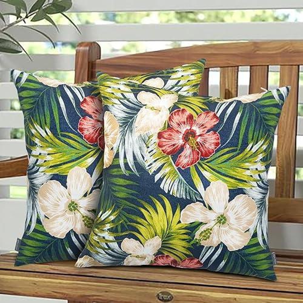 Magpie Fabrics Pack Of 2 Outdoor Waterproof Throw Pillow Covers 18 X 18 Inch Decorative Cushion Sham Pillowcase Shell For Garde