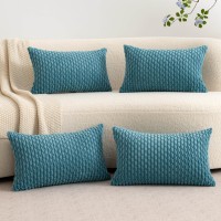 Ugasa Soft Corduroy Pillow Covers Pack Of 4 Boho Stripe Decorative Oblong Lumbar Pillow Covers Pillowcases 12X20 Inch Home Decor