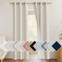 Nicetown Farmhouse Style 100 Blackout Natural Linen Curtains 90 Inches Length 2 Panels 42 W Room Cooling Window Draperies