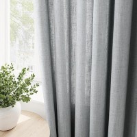 Linen Blend Gray Sheer Curtains 120 Inches Long 2 Panels Sets For Living Room Grommet Semi Sheer Light Filterinig Bedroom Window