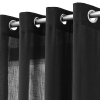 Linen Sheer Curtains 120 Inches Long 2 Panels Set Grommet Textured Light Filtering Black Boho Living Room Curtains Modern Minima