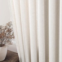 Natural Cream Semi Sheer Linen Curtains 72 Inch Length For Living Room Dining Neutral Grommet Light Filtering Curtains Textured