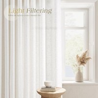 Natural Cream Semi Sheer Linen Curtains 72 Inch Length For Living Room Dining Neutral Grommet Light Filtering Curtains Textured