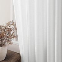 White Linen Curtains 63 Inch Length For Dining Room 2 Panels Set Grommet Short Kitchen Window Curtains Rustic Linen Textured Sem