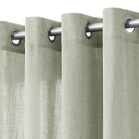 Sage Green Linen Sheer Curtains 102 Inch Length For Living Room 2 Panels Set Soft Thick Textured Grommet Semi Sheer Light Filter