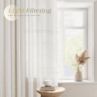 Nanspring Extra Long Curtains 132 Inch Length 2 Panels Set For Living Room Grommet Modern Farmhouse Coastal Decor Cotton Texture