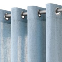 Blue Curtains 84 Inch Length 2 Panels Set For Bedroom 2 Panels Set Grommet Faux Linen Semi Sheer Light Filtering Curtains Dirty