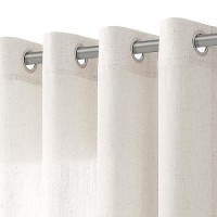 Nanspring Beige Semi Sheer Linen Curtains 120 Inches Long 2 Panels For Dining Room Earthy Tone Grommet Window Curtain Privacy Li