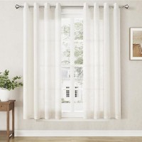 Natural Linen Sheer Curtains 94 Inches Long For Living Room Grommet Light Filtering Window Curtain 94 Inch Length 2 Panels Set N