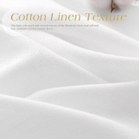 White Linen Curtains 84 Inch Length For Living Room 2 Panels Light Filtering Privacy Sheer Drapes Modern Farmhouse Thick Cotton