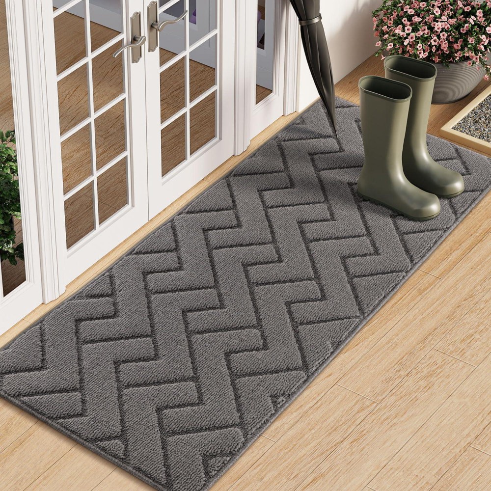 Hicorfe Indoor Doormat Front Back Door Mat Rubber Backing Non Slip Door Mats 20X59 Absorbent Resist Dirt Entrance Doormat In