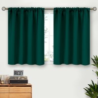 Bgment Short Emerald Green Curtains 30 Inches Length For Kitchen Cafe Rod Pocket Room Darkening Window Drapes For Basement Bed