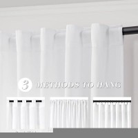 Joywell White Back Tab Rod Pocket Linen Curtains 102 Inches Long 2 Panels For Living Room Bedroom Neutral Boho Farmhouse Rustic