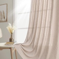 Joywell Oatmeal Back Tab Linen Curtains 102 Inches Long 2 Panels For Living Room Bedroom Neutral Boho Farmhouse Rustic Light Fil