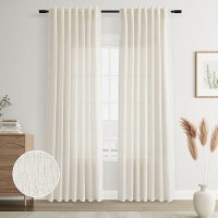 Joywell Natural Back Tab Linen Curtains 78 Inches Long 2 Panels For Living Room Bedroom Neutral Boho Farmhouse Rustic Light Filt