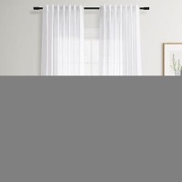 Joywell White Back Tab Linen Curtains 120 Inches Long 2 Panels For Living Room Bedroom Neutral Boho Farmhouse Rustic Light Filte