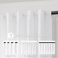 Joywell White Back Tab Linen Curtains 120 Inches Long 2 Panels For Living Room Bedroom Neutral Boho Farmhouse Rustic Light Filte