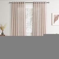 Joywell Oatmeal Back Tab Linen Curtains 120 Inches Long 2 Panels For Living Room Bedroom Neutral Boho Farmhouse Rustic Light Fil