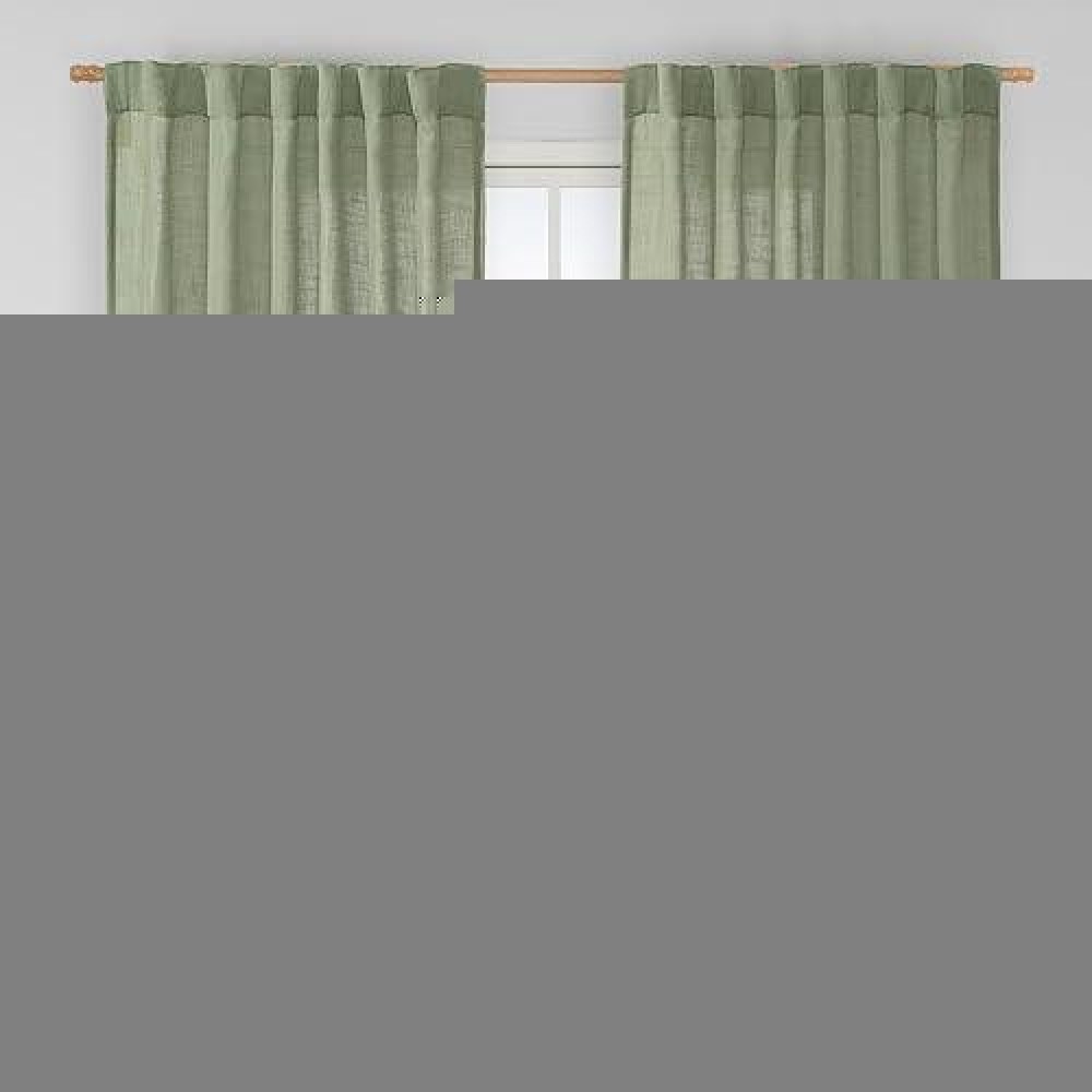 Lamit Sage Green Linen Curtains 63 Inch For Bedroom Light Filtering Neutral Semi Sheer Window Curtains Back Tab And Rod Pocket