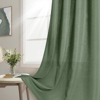 Joywell Olive Green Back Tab Linen Curtains 102 Inches Long 2 Panels For Living Room Bedroom Neutral Boho Farmhouse Rustic Light