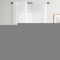 Joywell White Back Tab Rod Pocket Linen Curtains 96 Inches Long 2 Panels For Living Room Bedroom Neutral Boho Farmhouse Rustic L