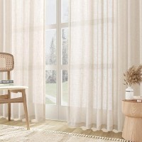 Joywell Linen Back Tab Linen Curtains 120 Inches Long 2 Panels For Living Room Bedroom Neutral Boho Farmhouse Rustic Light Filte