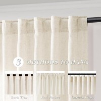 Joywell Cream Natural Back Tab Rod Pocket Linen Curtains 102 Inches Long 2 Panels For Living Room Bedroom Neutral Boho Farmhouse