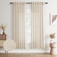 Joywell Linen Back Tab Linen Curtains 72 Inches Long 2 Panels For Living Room Bedroom Neutral Boho Farmhouse Rustic Light Filter