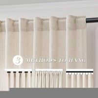 Joywell Linen Back Tab Linen Curtains 86 Inches Long 2 Panels For Living Room Bedroom Neutral Boho Farmhouse Rustic Light Filter